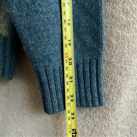 J. Crew 100% Lambs Wool Blue and Gray Argyle Plaid Quarter Zip Sweater Women’s M - Picture 10 of 11